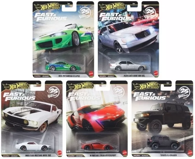 Hot Wheels Premium 2026 Fast & Furious 25. Yıl 5li Set  – 1:64 Model Arabalar
