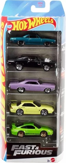 Hot Wheels ® 5’li Fast & Furious Araba Seti, Filmlerdeki Arabalardan Ilham Alan 5 Adet Yarış Arabası JDR19